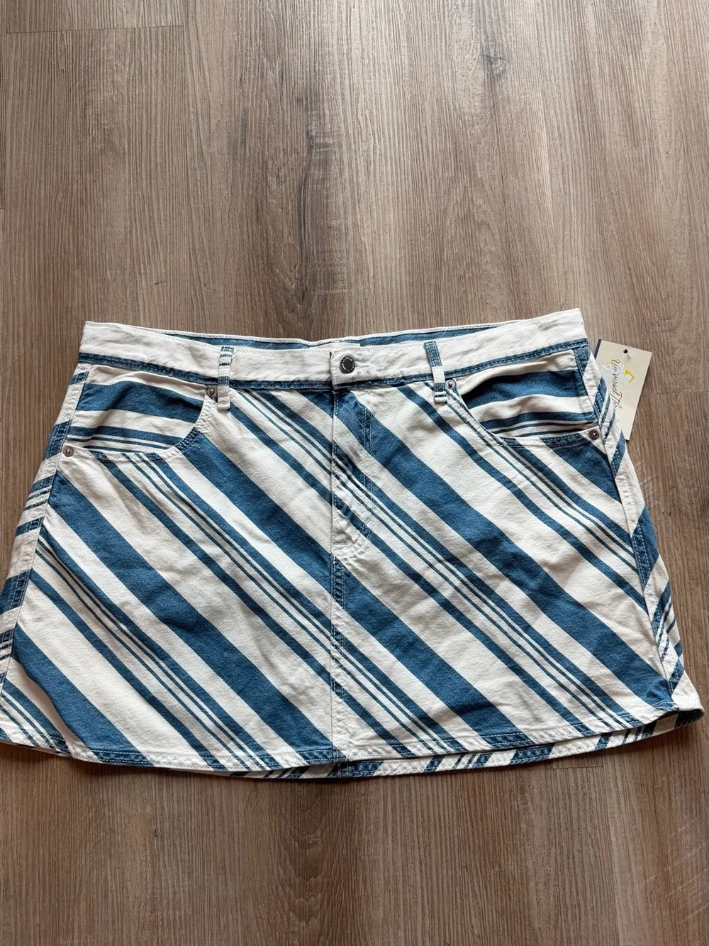 Universal Thread Blue and White Striped Mini Skirt